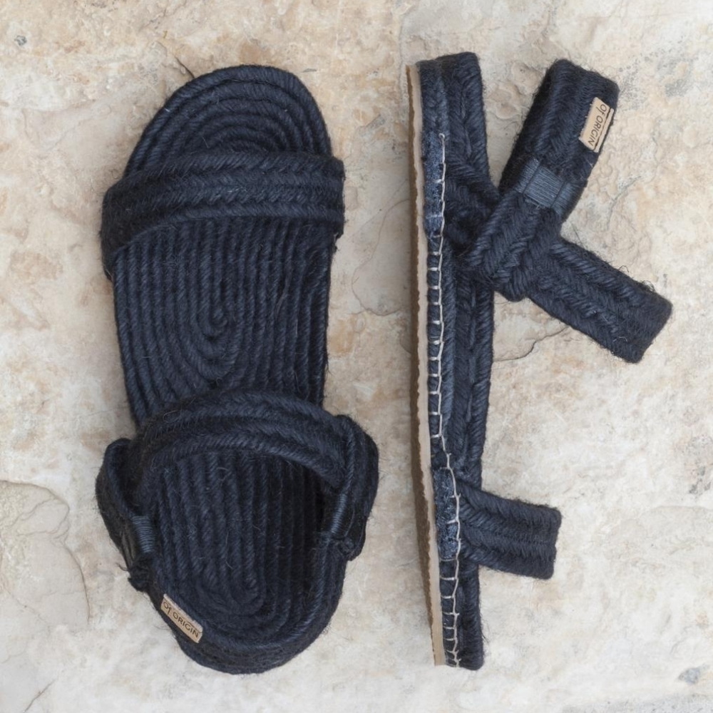 Of Origin Biodegradable Black Jute Salines Sandals - Unisex EU Size 41